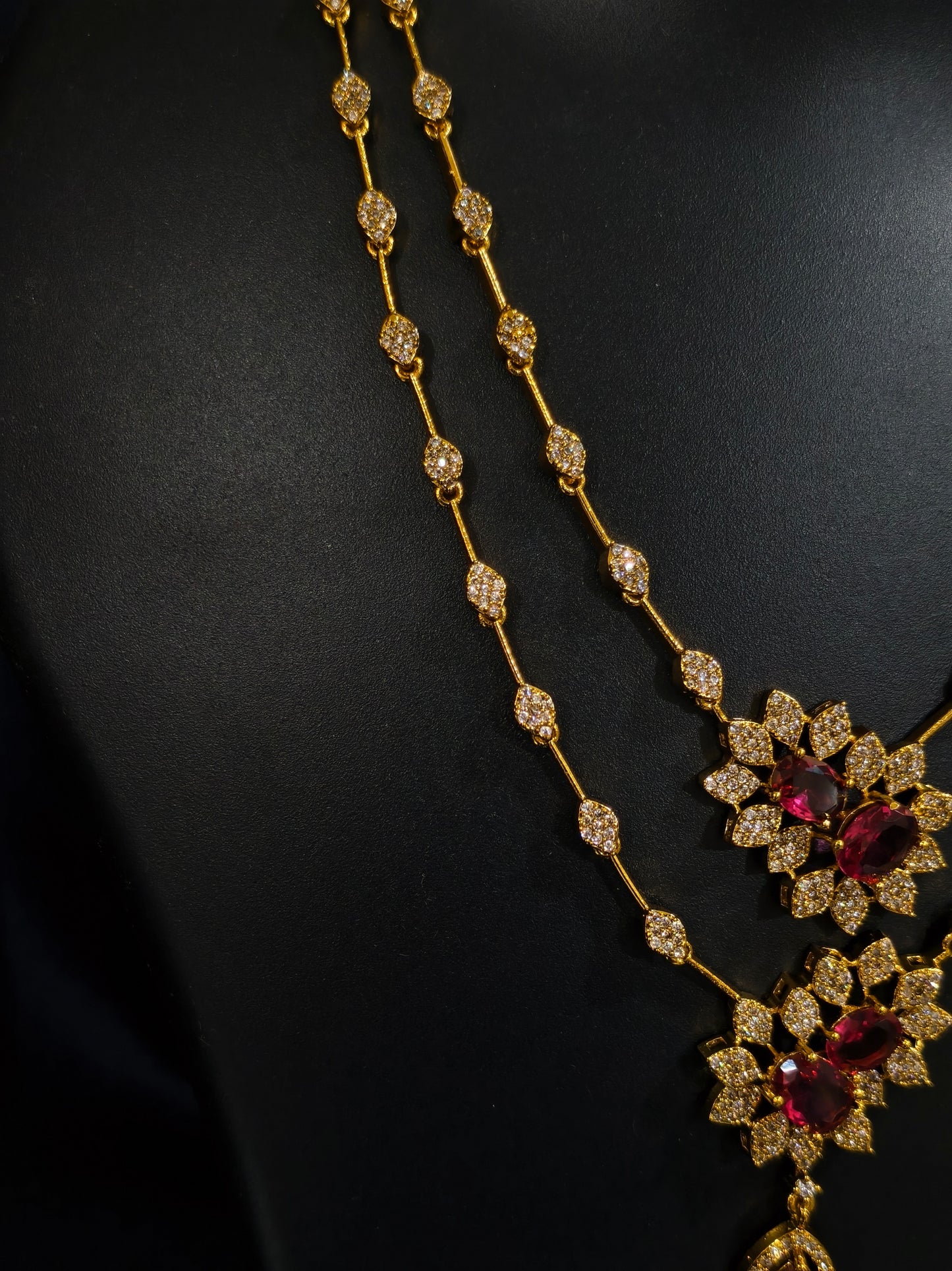 Ruby Starburst Double Layer Necklace Set