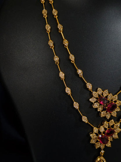 Ruby Starburst Double Layer Necklace Set