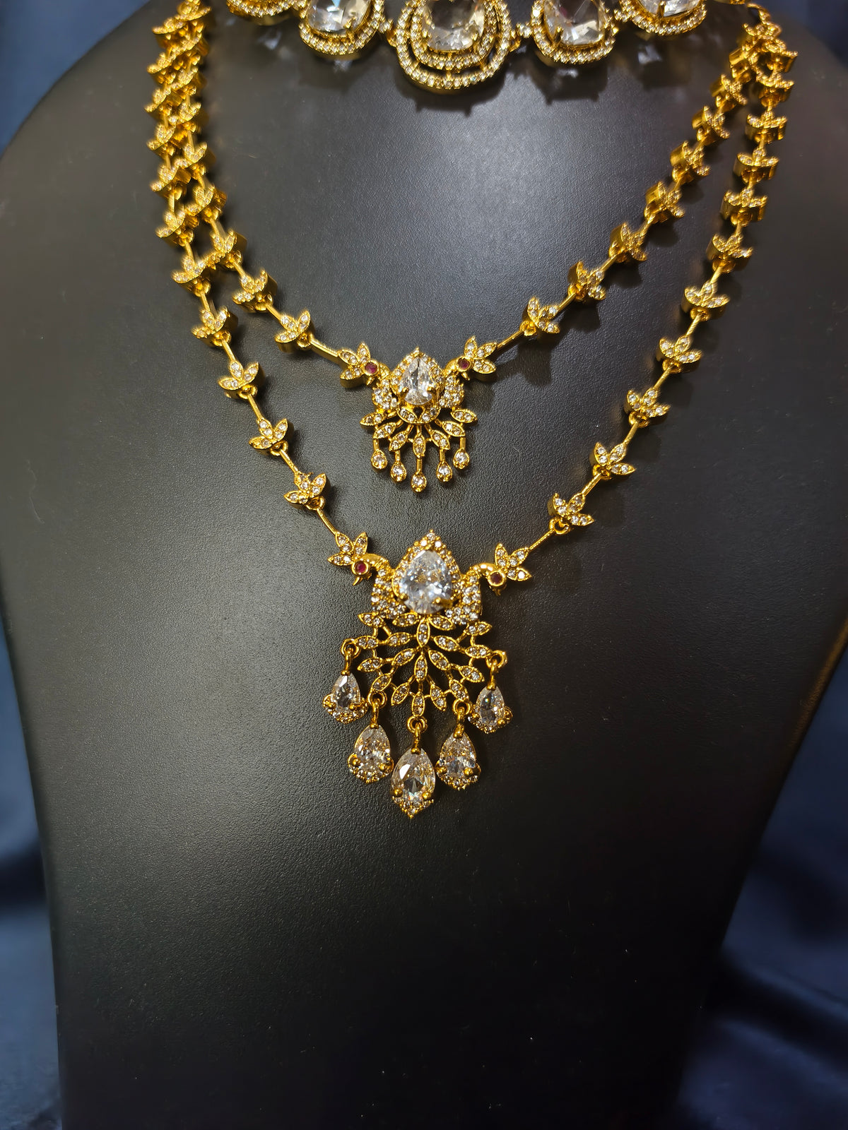 White Stone Combo Necklace Set