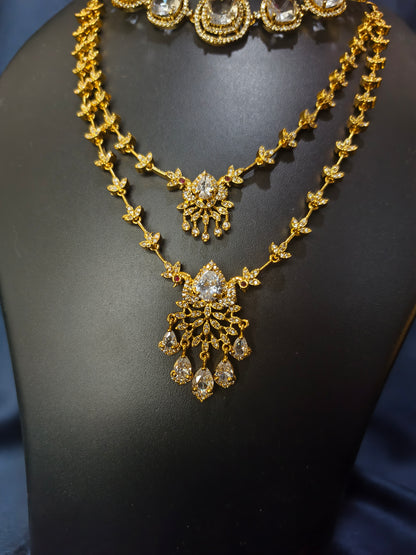 White Stone Combo Necklace Set