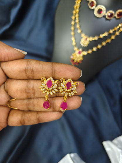 Ruby Stone Combo Necklace Set