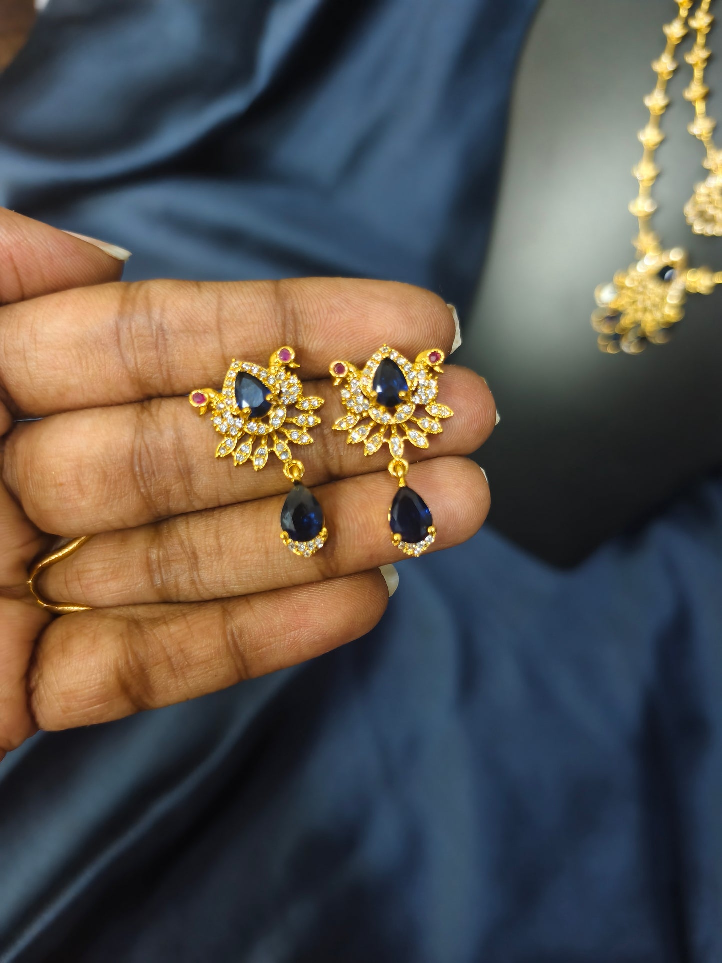 Royal Blue Stone Combo Necklace Set