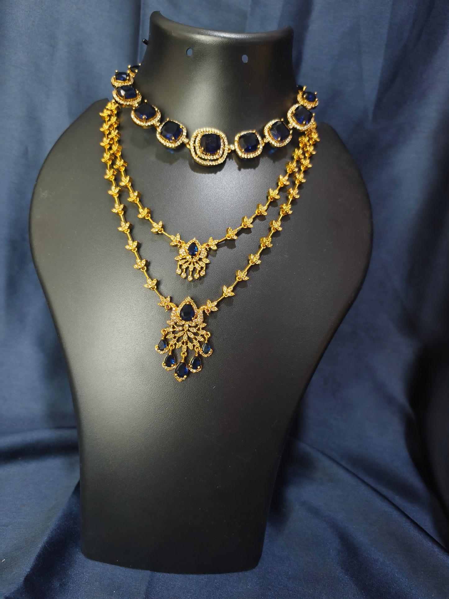 Royal Blue Stone Combo Necklace Set
