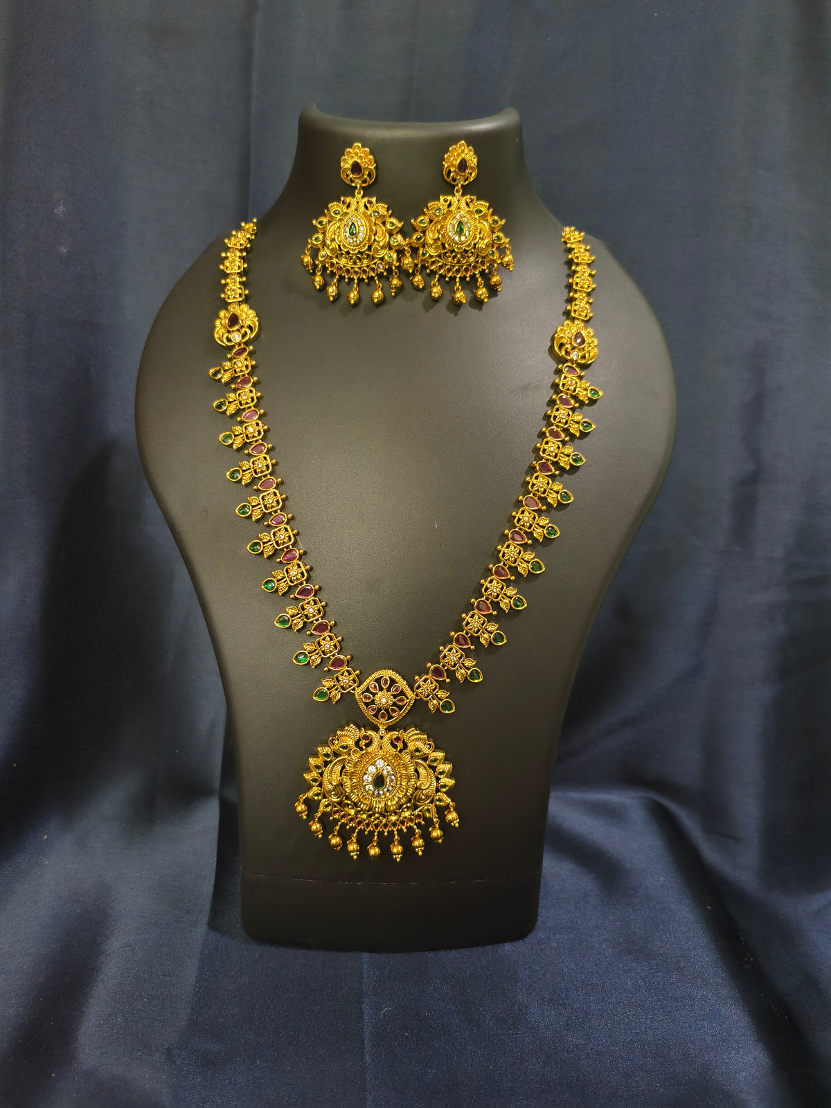 Floral Peacock Haram Necklace Set