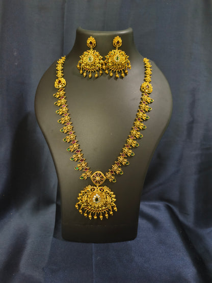 Floral Peacock Haram Necklace Set