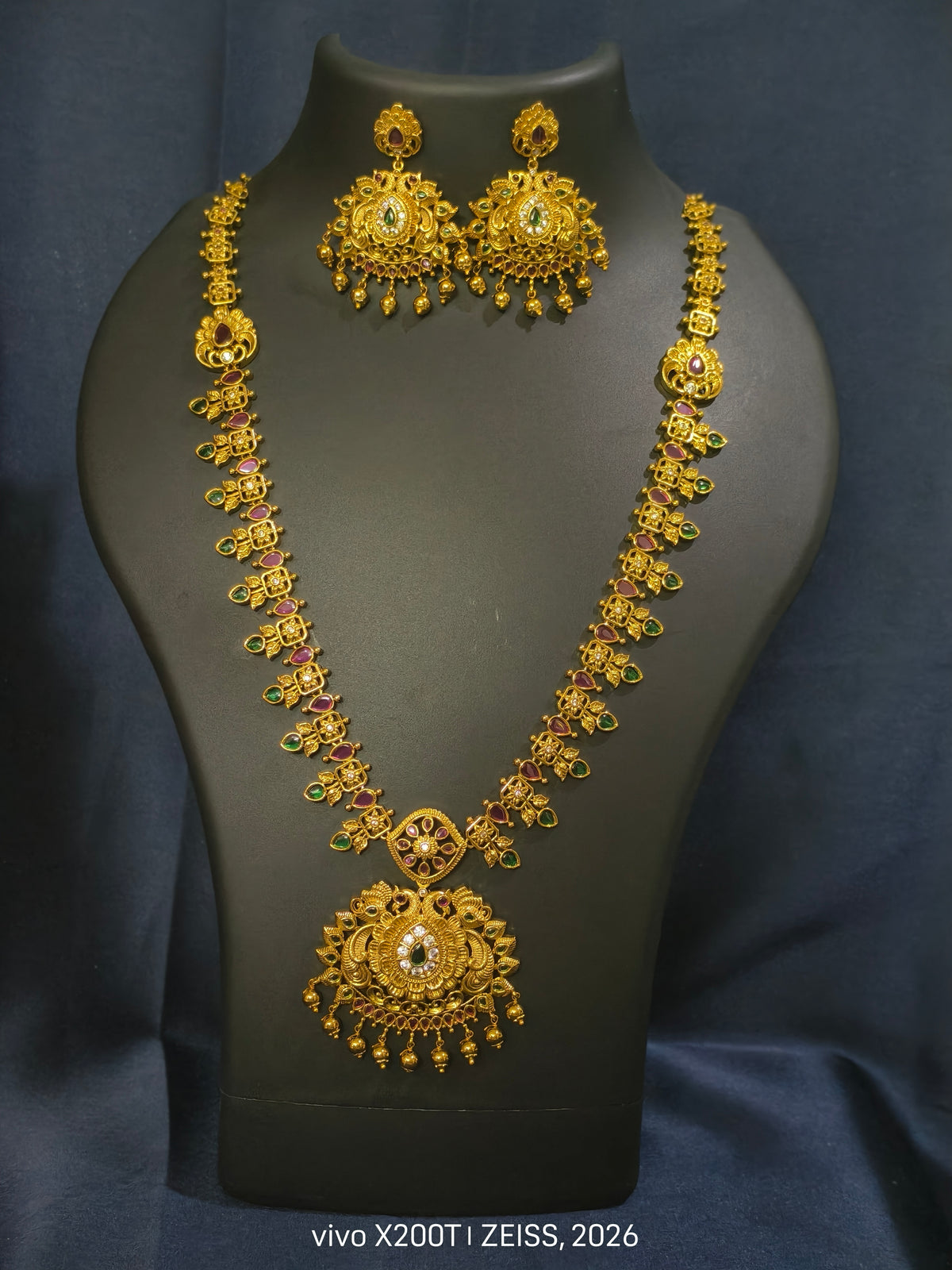 Floral Peacock Haram Necklace Set