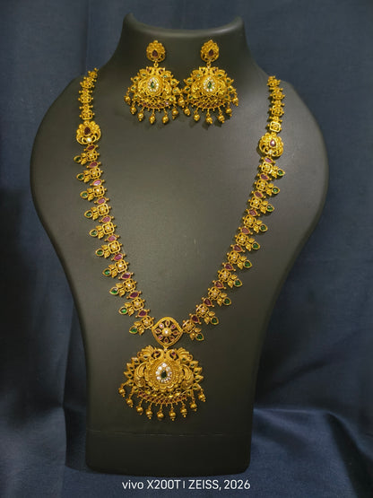 Floral Peacock Haram Necklace Set
