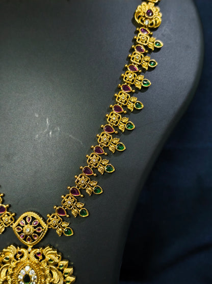 Floral Peacock Haram Necklace Set