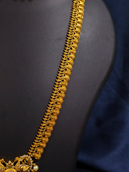 Double Peacock Haram Necklace Set with Pearl Drops