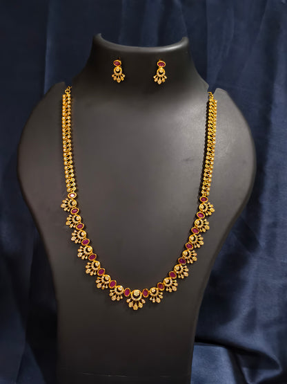 Ruby Fan Link Haram Necklace Set