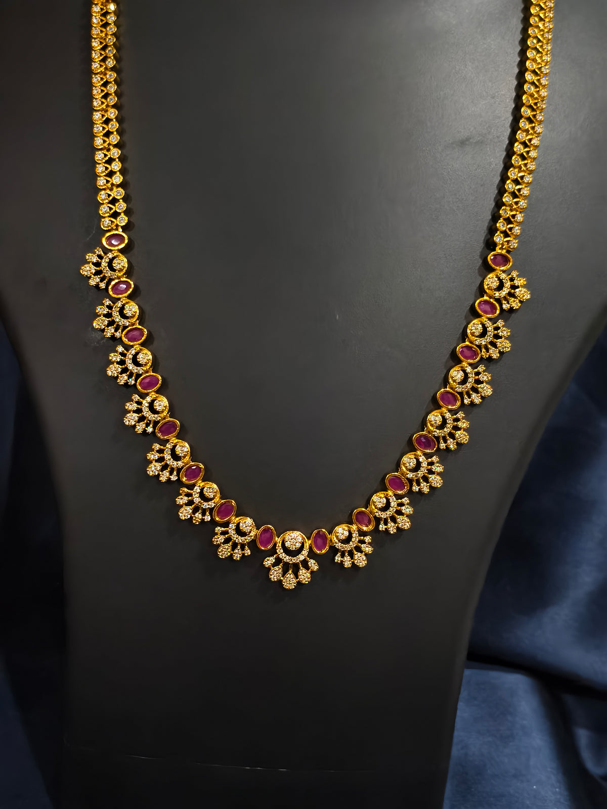 Ruby Fan Link Haram Necklace Set