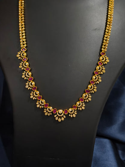 Ruby Fan Link Haram Necklace Set