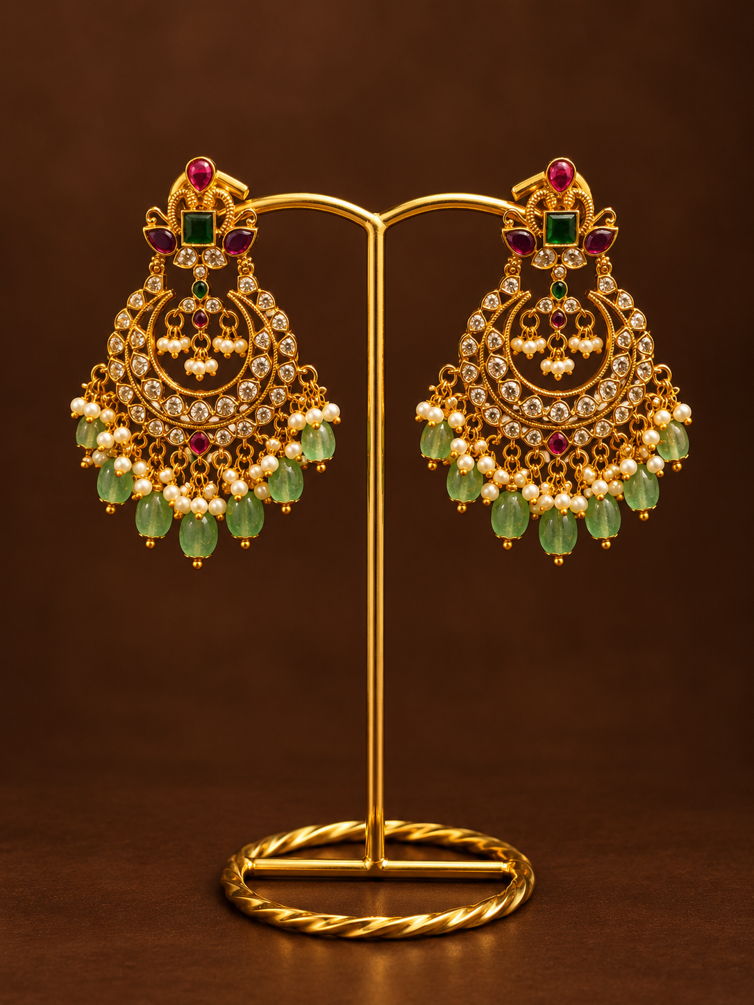 Peacock Crest Mint Chandbalis