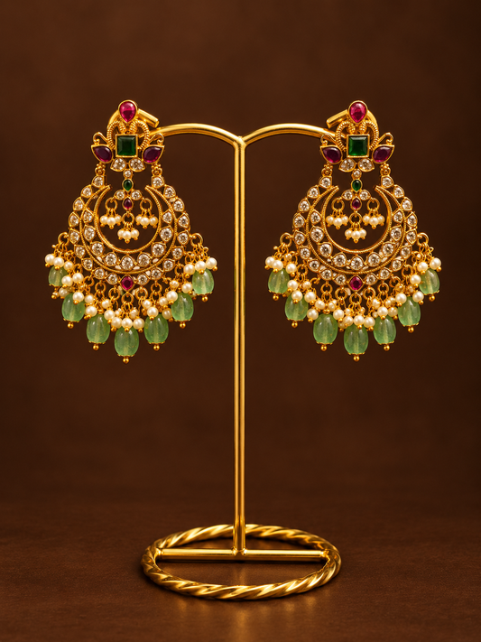 Peacock Crest Mint Chandbalis