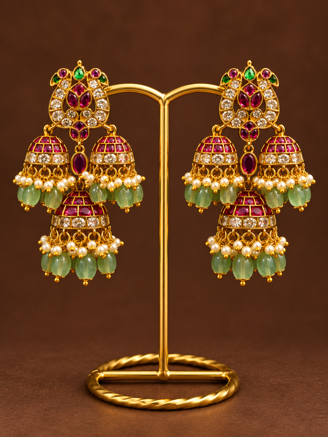 Triple Jhumka Mango Earrings